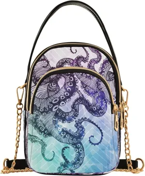 Abstract Octopus Hipster Retro Crossbody Bag for Women Mini Cell Phone Purse Women's Shoulder Handbag