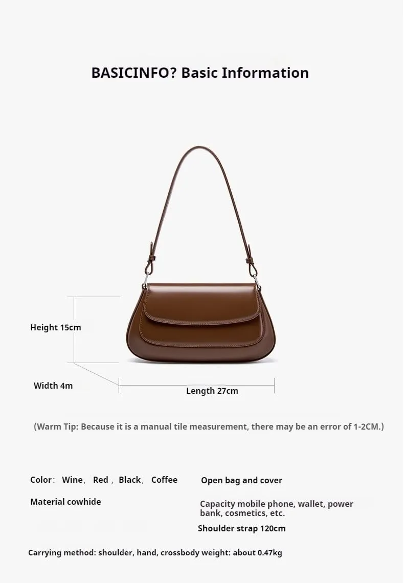 ACOLLIE-Bag New Tide Women's Versatile One-Shoulder Armpit Saddle Bag Cross-Body Leather Bag with Advanced Sensory Fashion