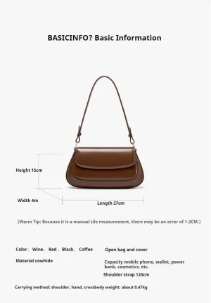 ACOLLIE-Bag New Tide Women's Versatile One-Shoulder Armpit Saddle Bag Cross-Body Leather Bag with Advanced Sensory Fashion