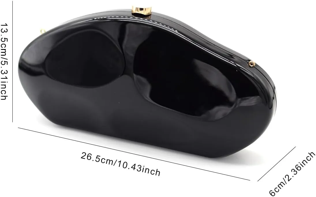 Acrylic Evening Clutch Purse for Women Formal, Metallic Purse Evening Handbags Metal Chain Shoulder Bag