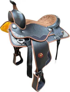 ADB CREATIONS Classic Handmade Western Synthetic Lightweight Comfort Barrel Racing Trail Tack Equestrian Horse Saddle All Accessories Included Seat Size 10"-18"
