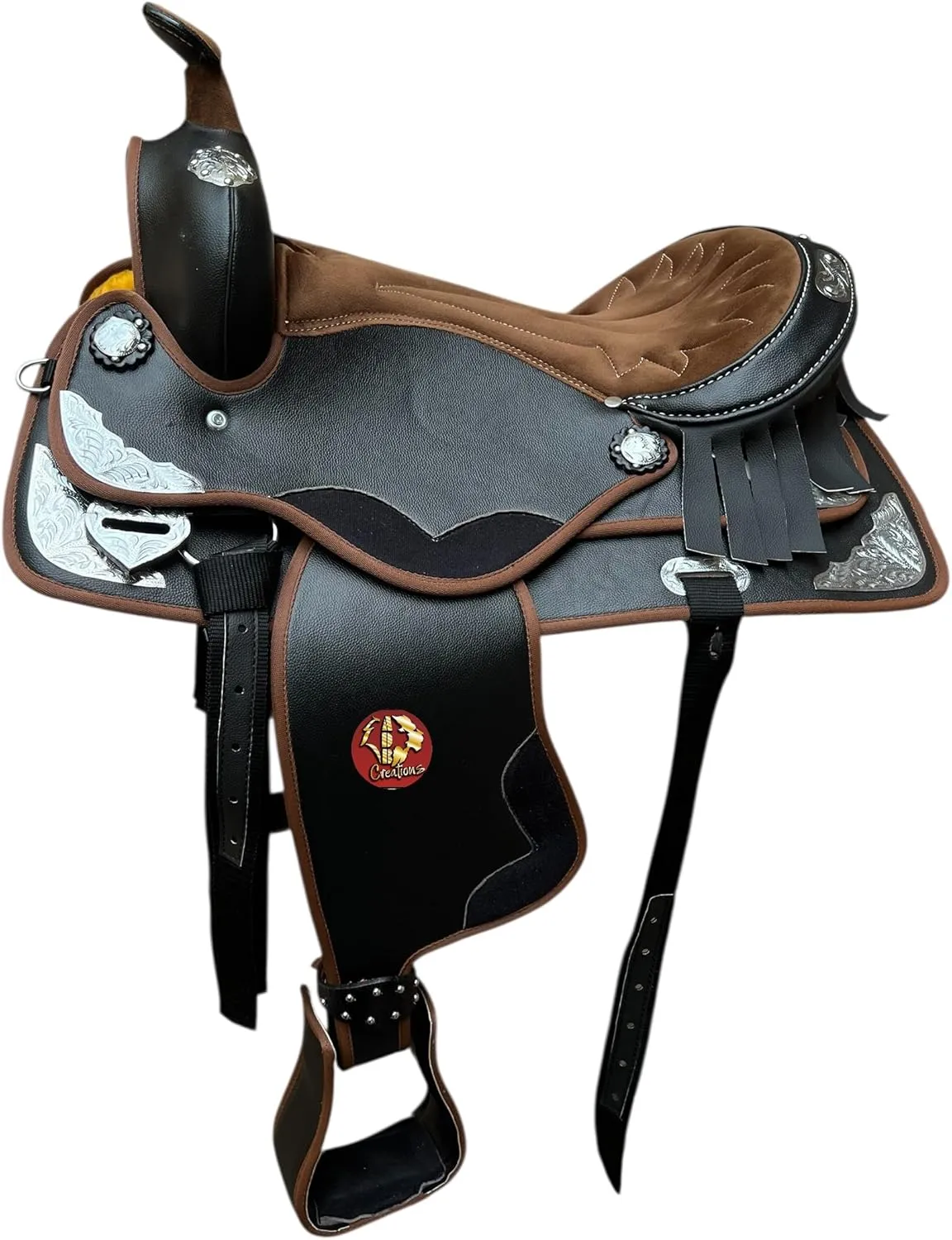 ADB CREATIONS Classic Handmade Western Synthetic Lightweight Comfort Barrel Racing Trail Tack Equestrian Horse Saddle All Accessories Included Seat Size 10"-18"
