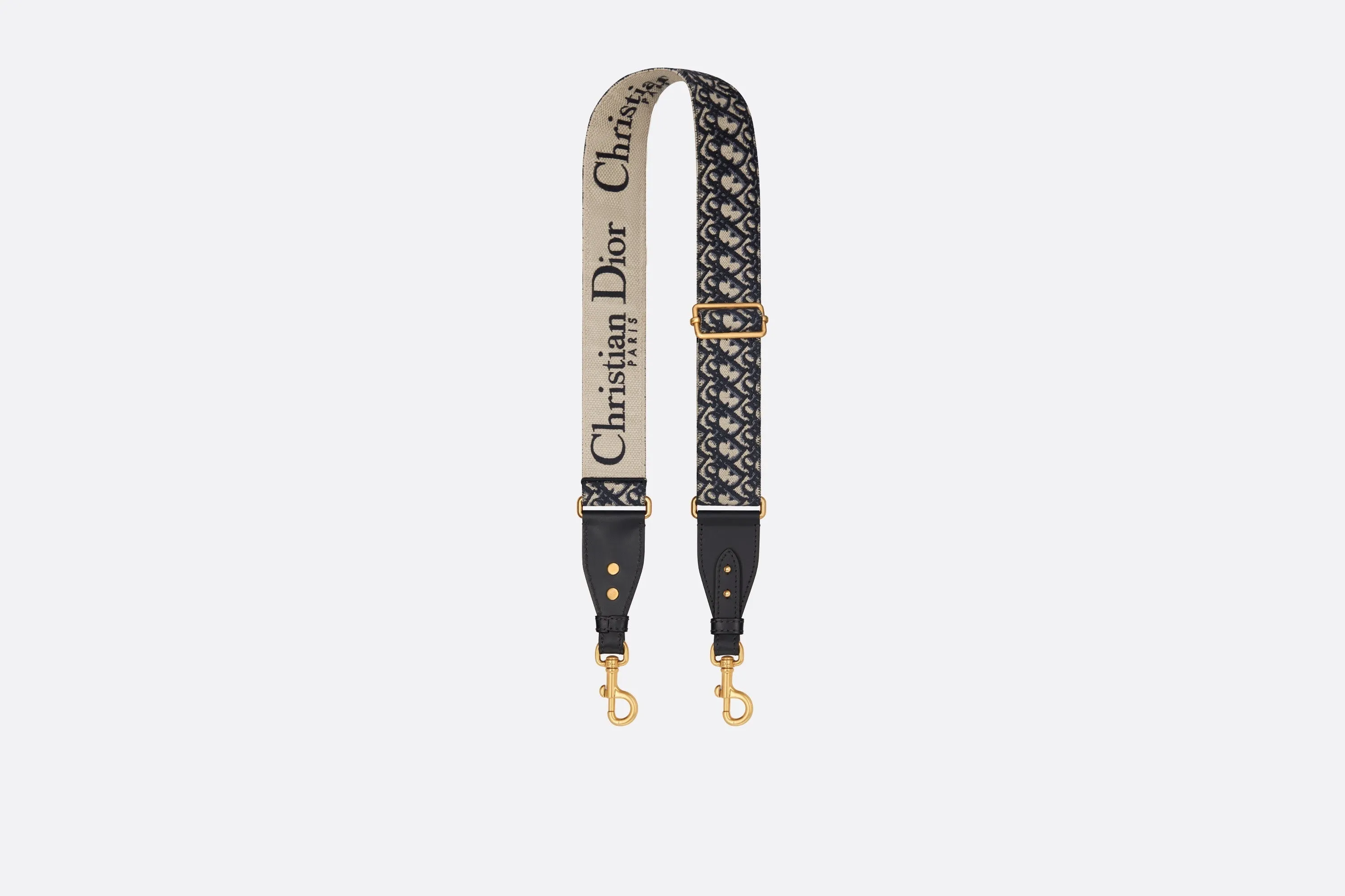 Adjustable Shoulder Strap with Ring • Blue Dior Oblique Embroidery