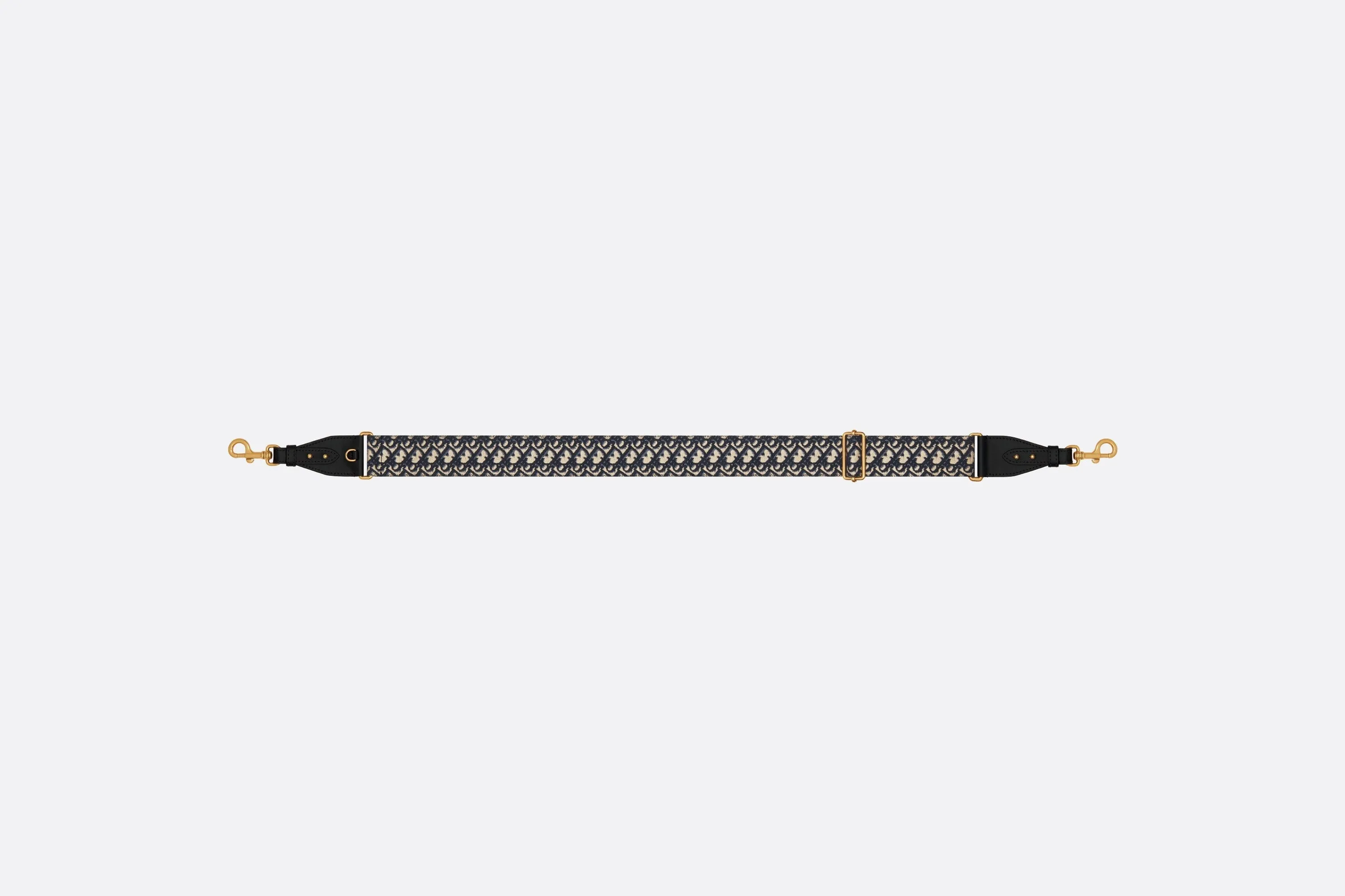 Adjustable Shoulder Strap with Ring • Blue Dior Oblique Embroidery