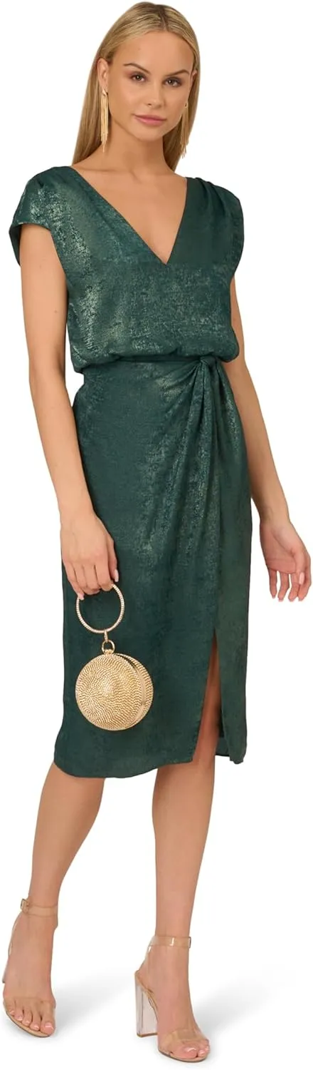 Adrianna Papell Women's Foil Woven Midi Dress