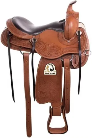 Adult Classic Quality Handmade Leather Premium Racing Trail Horse Saddle Equestrian Comfort Western Barrel Tack Size 10 to 18" Inch Seat