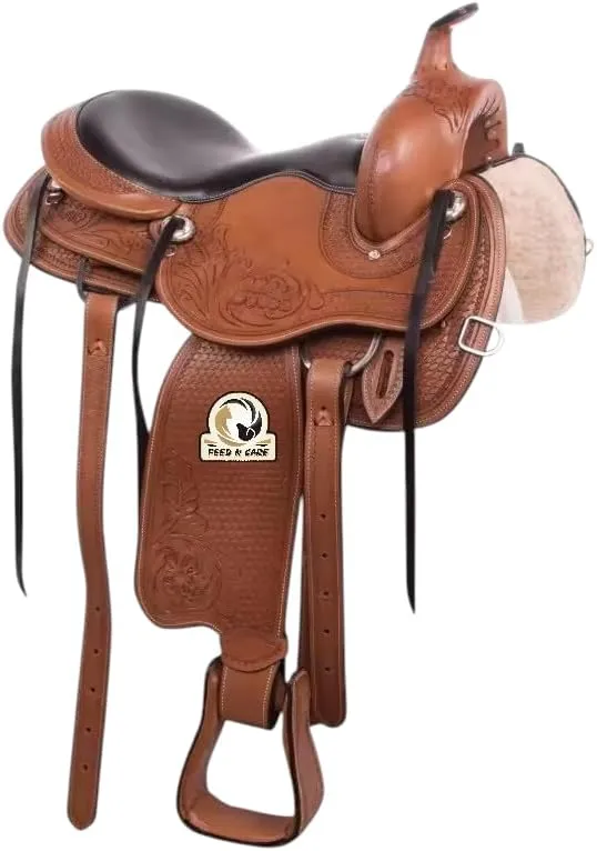 Adult Classic Quality Handmade Leather Premium Racing Trail Horse Saddle Equestrian Comfort Western Barrel Tack Size 10 to 18" Inch Seat