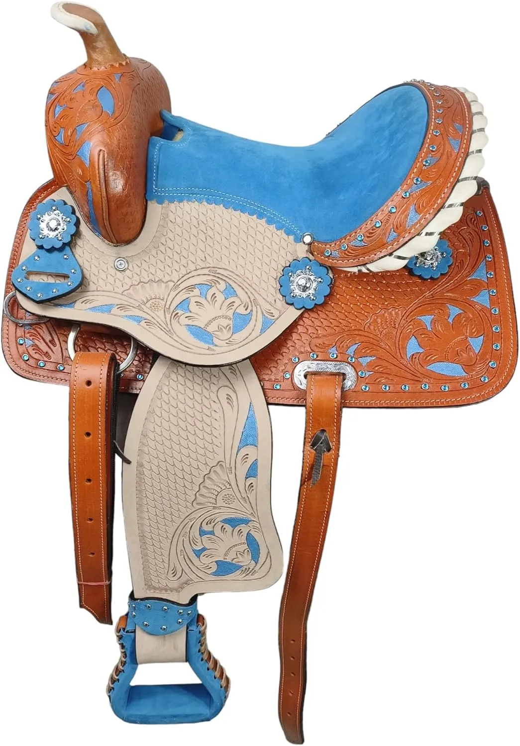 Adult Classic Quality Handmade Leather Premium Racing Trail Horse Saddle Equestrian Comfort Western Barrel Tack Size 10 to 18" inches Seat