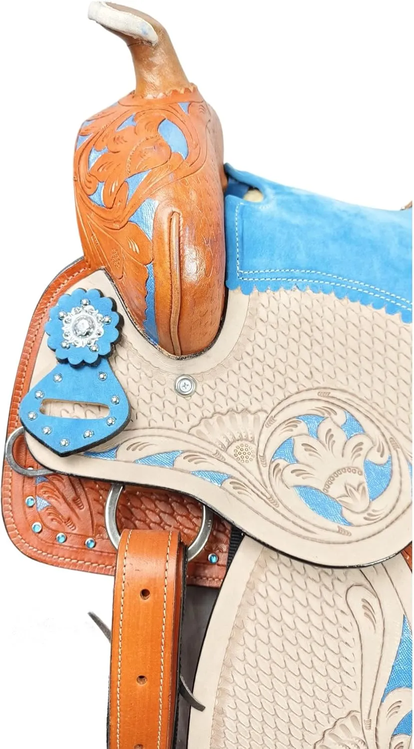Adult Classic Quality Handmade Leather Premium Racing Trail Horse Saddle Equestrian Comfort Western Barrel Tack Size 10 to 18" inches Seat