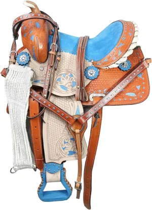 Adult Classic Quality Handmade Leather Premium Racing Trail Horse Saddle Equestrian Comfort Western Barrel Tack Size 10 to 18" inches Seat