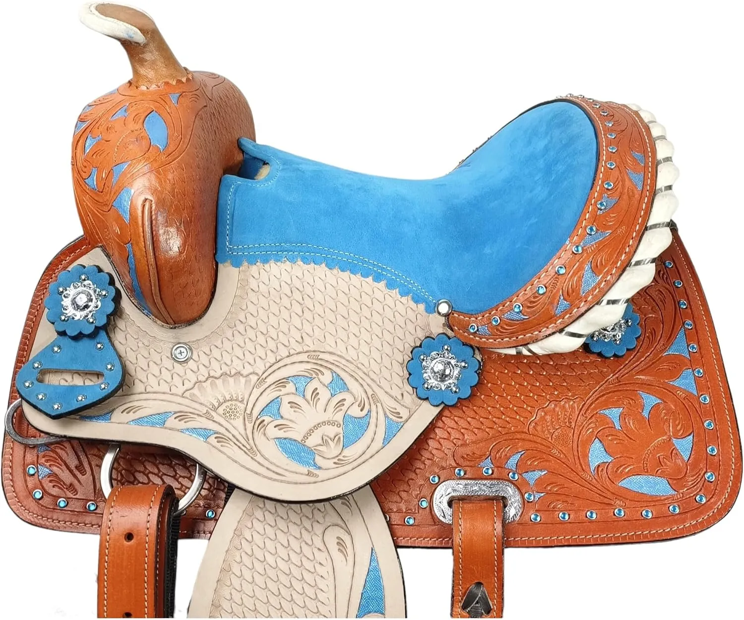 Adult Classic Quality Handmade Leather Premium Racing Trail Horse Saddle Equestrian Comfort Western Barrel Tack Size 10 to 18" inches Seat
