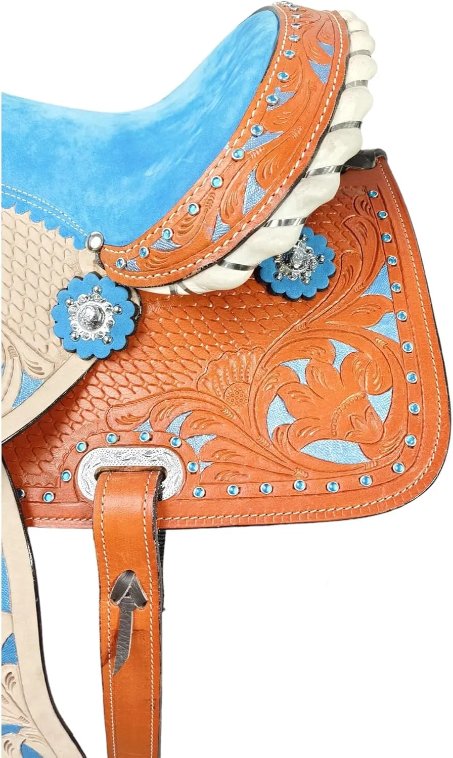 Adult Classic Quality Handmade Leather Premium Racing Trail Horse Saddle Equestrian Comfort Western Barrel Tack Size 10 to 18" inches Seat