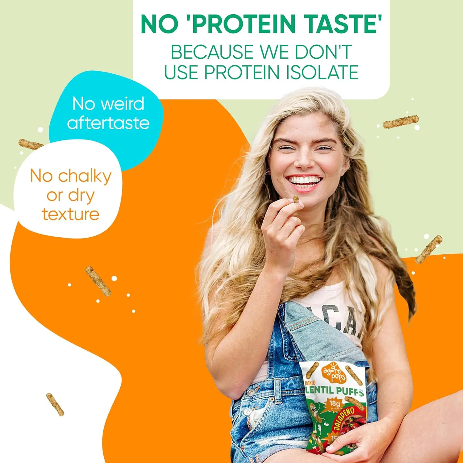 Aggropops High Protein Lentil Snacks - 158Cal & 18g Protein Per Bag. Low Calorie, Low Carb, Plant-Based, Vegan, and Gluten Free Healthy Snack for Adults. Bariatric Friendly Food. Barbeque Flavored (6 Bags)