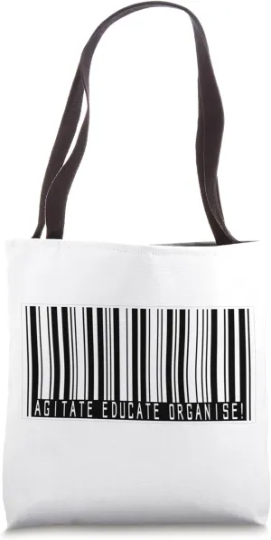 Agitate, Educate, Organise Barcode Tote Bag