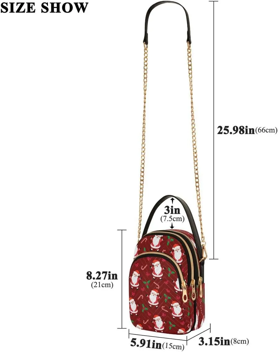 ALAZA Christmas Santa Claus Flower Blossom Crossbody Bag Small Shoulder Handbags Leather Purse for Women