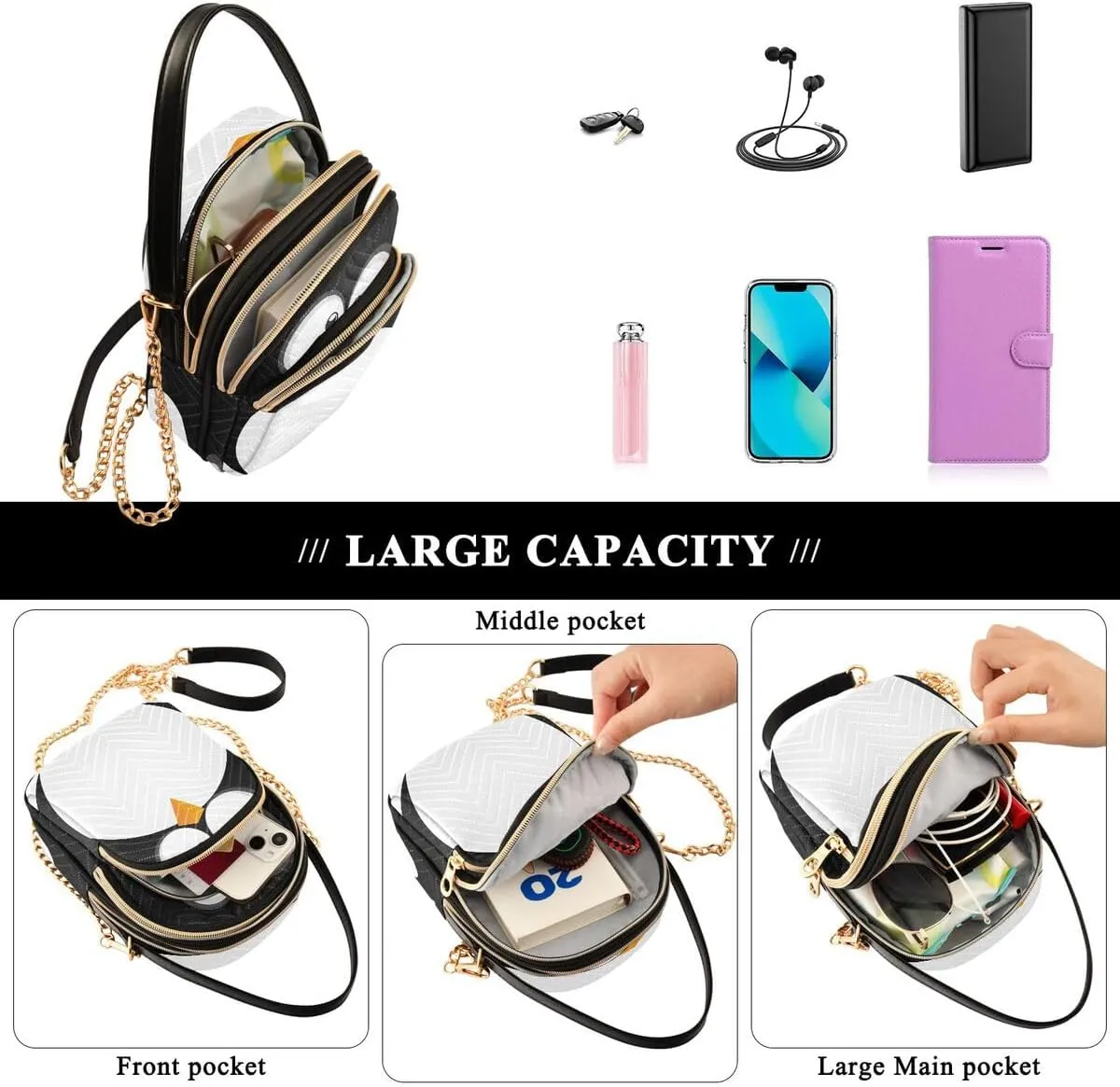ALAZA Crossbody Bag Small Shoulder Handbags Leather Purse for Women