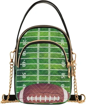 ALAZA Retro American Football Field Ball Crossbody Bag Small Shoulder Handbags Leather Purse for Women