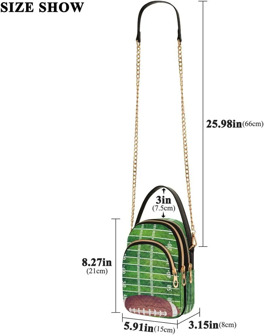 ALAZA Retro American Football Field Ball Crossbody Bag Small Shoulder Handbags Leather Purse for Women