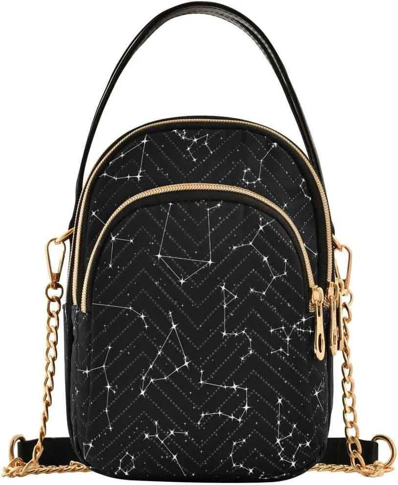 ALAZA Zodiac Constellations Star Crossbody Bag Small Shoulder Handbags Leather Purse for Women