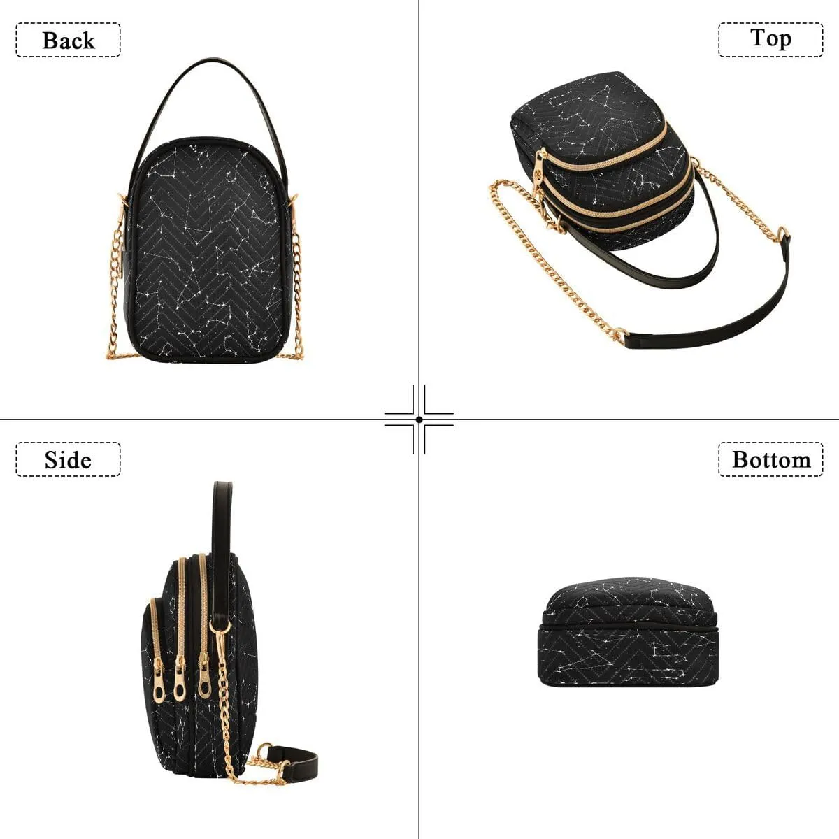 ALAZA Zodiac Constellations Star Crossbody Bag Small Shoulder Handbags Leather Purse for Women
