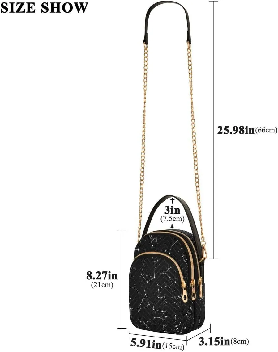 ALAZA Zodiac Constellations Star Crossbody Bag Small Shoulder Handbags Leather Purse for Women