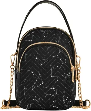 ALAZA Zodiac Constellations Star Crossbody Bag Small Shoulder Handbags Leather Purse for Women