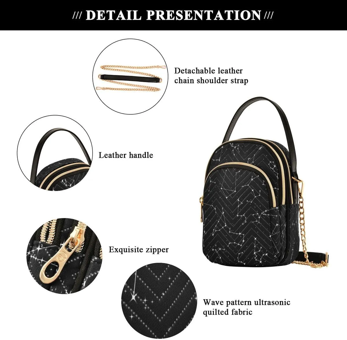 ALAZA Zodiac Constellations Star Crossbody Bag Small Shoulder Handbags Leather Purse for Women