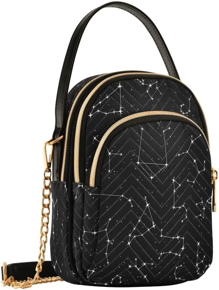 ALAZA Zodiac Constellations Star Crossbody Bag Small Shoulder Handbags Leather Purse for Women