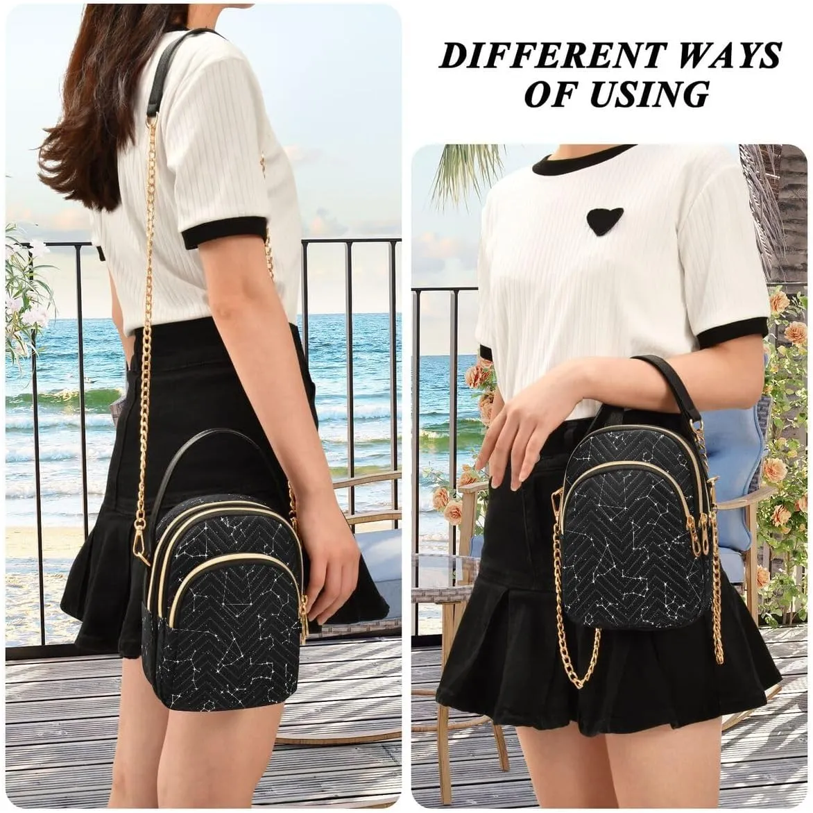 ALAZA Zodiac Constellations Star Crossbody Bag Small Shoulder Handbags Leather Purse for Women