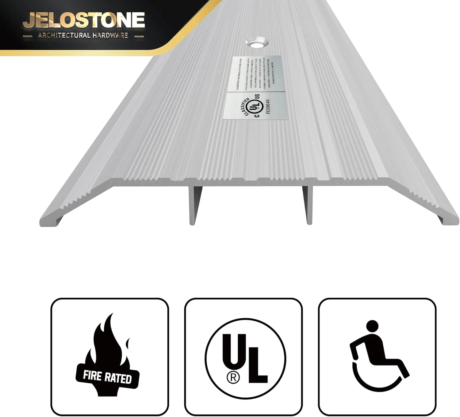 Aluminum Door Threshold (Alum)- Door Saddle- ADA Accessible Barrier Free Fire Rated 5" W x 1/2" H x 36" L Door Thresholds for Exterior Doors, Aluminum B301A
