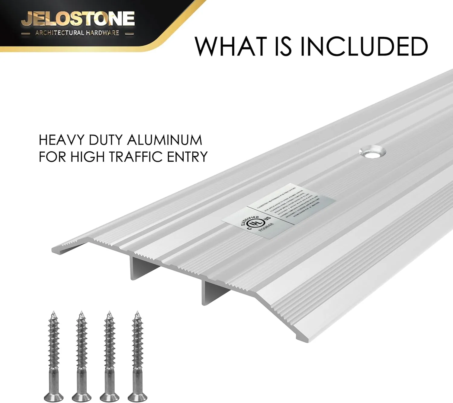 Aluminum Door Threshold (Alum)- Door Saddle- ADA Accessible Barrier Free Fire Rated 5" W x 1/2" H x 36" L Door Thresholds for Exterior Doors, Aluminum B301A