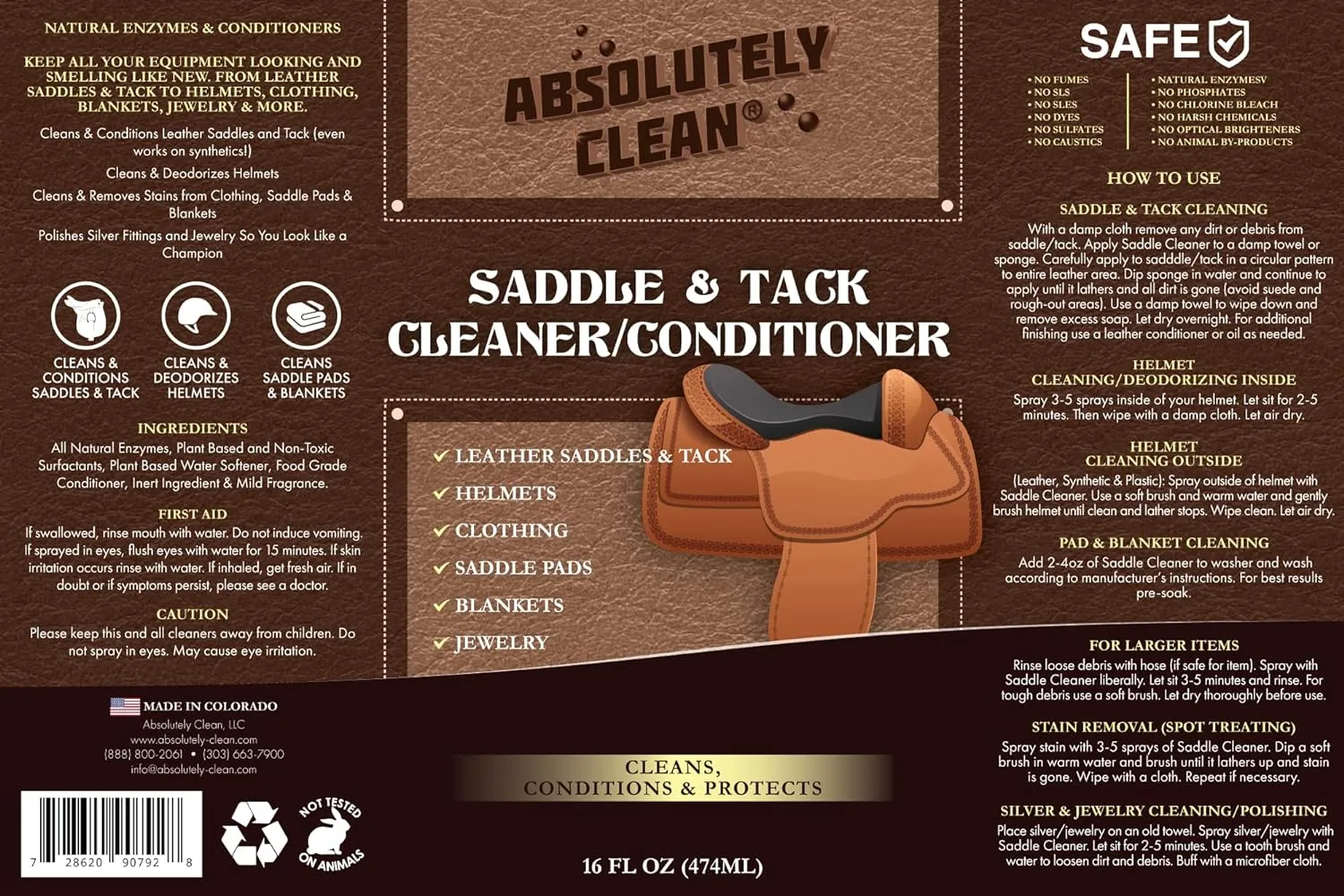 Amazing Saddle Soap Spray for Leather Cleaning & Tack Cleaner and Conditioner