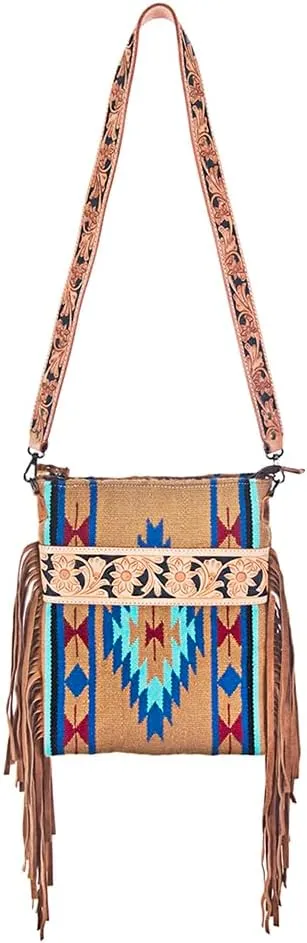 American Darling Cross Body Hand Tooled Saddle Blanket Genuine Leather Women Bag Western Handbag Purse
