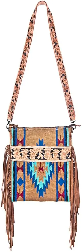 American Darling Cross Body Hand Tooled Saddle Blanket Genuine Leather Women Bag Western Handbag Purse