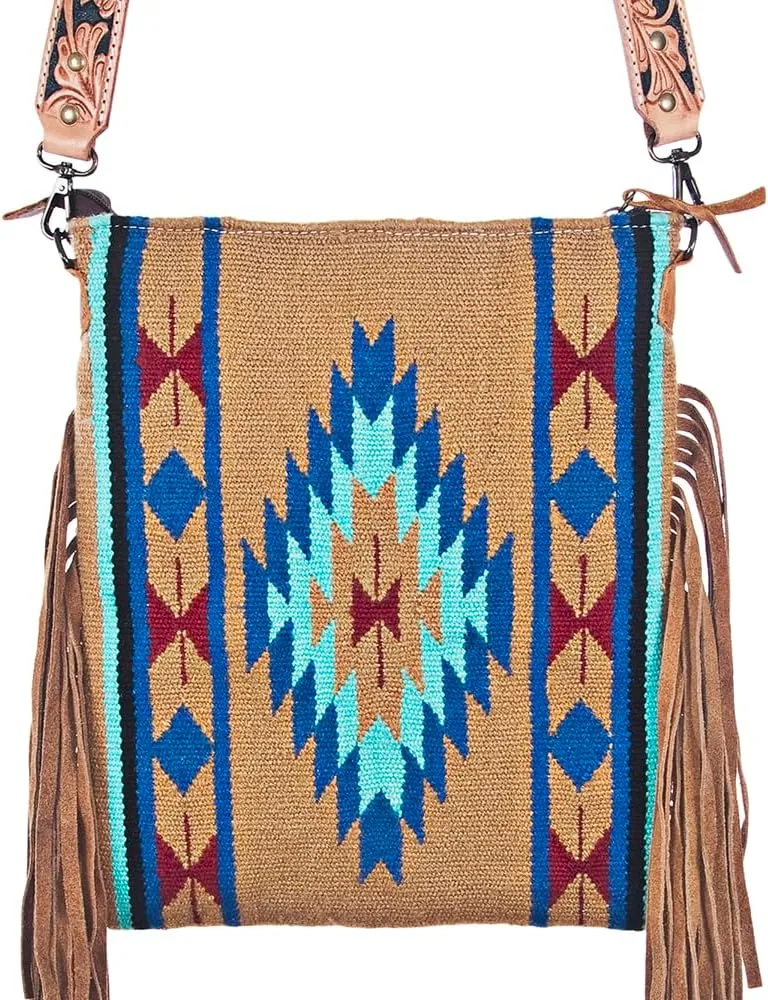 American Darling Cross Body Hand Tooled Saddle Blanket Genuine Leather Women Bag Western Handbag Purse