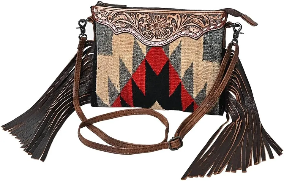 American Darling Crossbody Saddle Blanket Hand Tooled Genuine Leather Women Bag Western Handbag Purse
