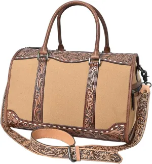 American Darling Duffel Hand Tooled Saddle Blanket Genuine Leather Women Bag Western Handbag Purse