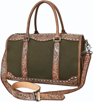 American Darling Duffel Hand Tooled Saddle Blanket Genuine Leather Women Bag Western Handbag Purse