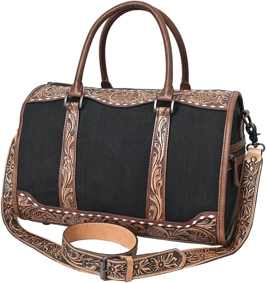 American Darling Duffel Hand Tooled Saddle Blanket Genuine Leather Women Bag Western Handbag Purse