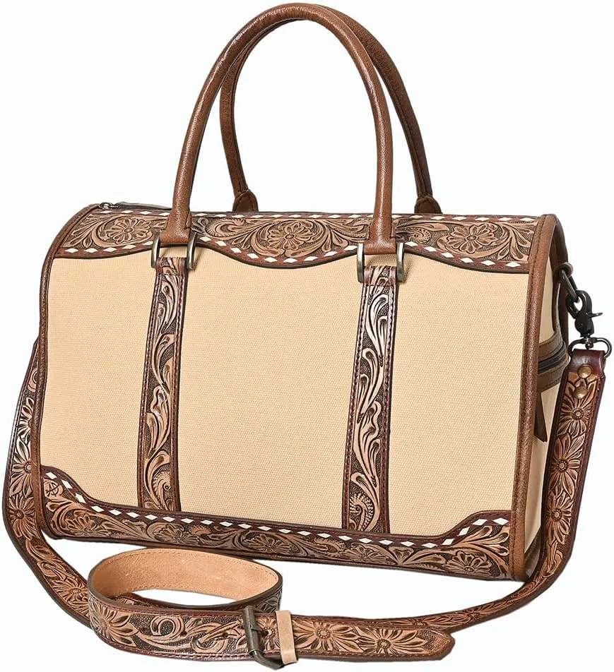 American Darling Duffel Hand Tooled Saddle Blanket Genuine Leather Women Bag Western Handbag Purse