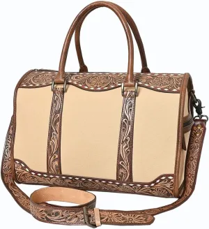 American Darling Duffel Hand Tooled Saddle Blanket Genuine Leather Women Bag Western Handbag Purse