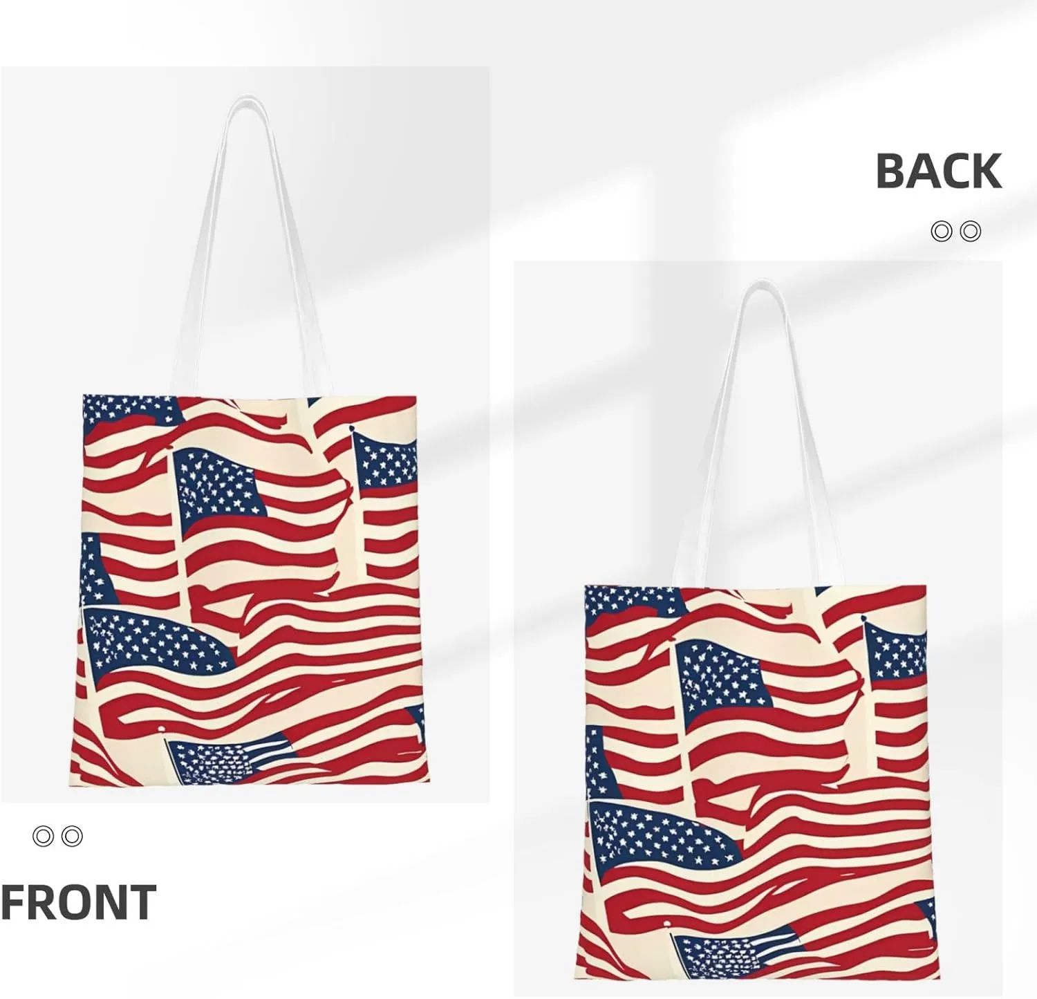 American Flag Canvas Tote Bag for Women Reusable Grocery Shoulder Bags Shopping Handbags
