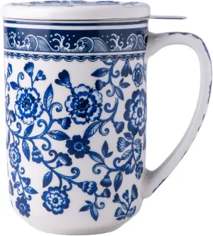 AmorArc Porcelain Tea Mug with Infuser and Lids, 18 Oz Coffee Cup Strainer with Bag Holder for Loose Leaf Tea, Steeping Coffee Mug for House-warming Wedding Birthday Gift