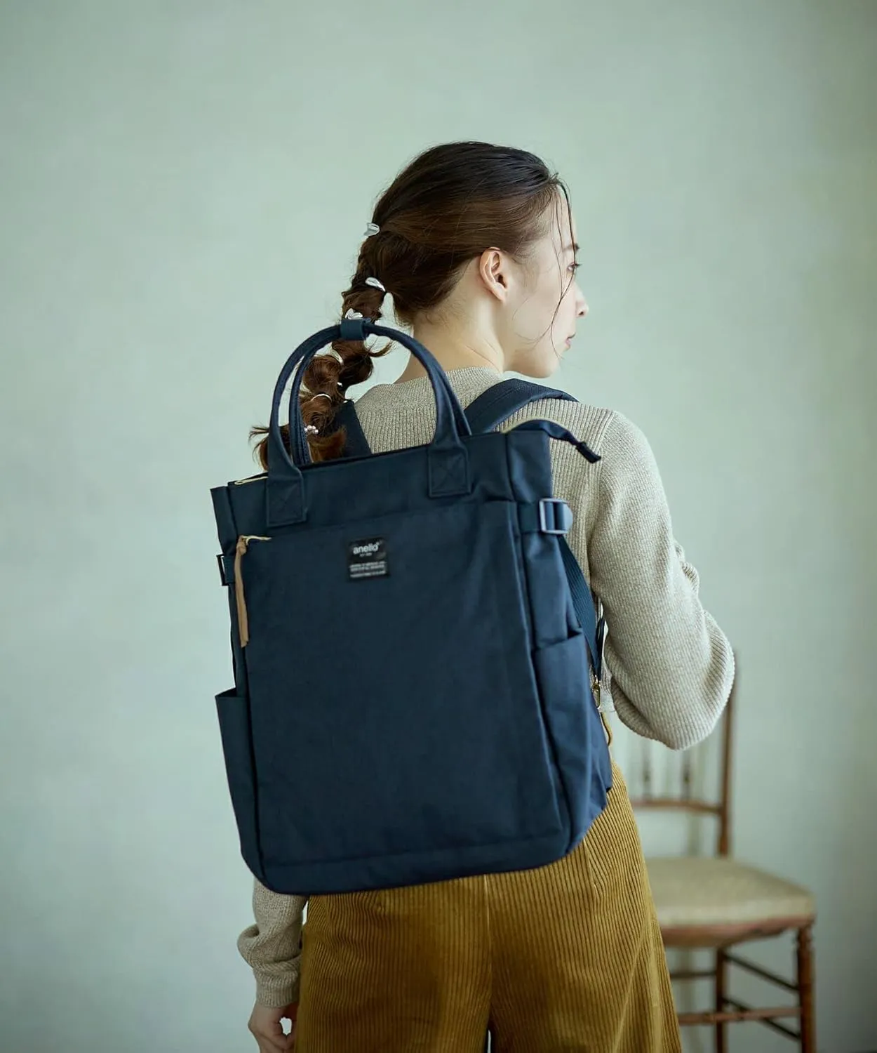 Anero POST ATC1225Z 2-Way Backpack, A4, Multiple Storage, Navy
