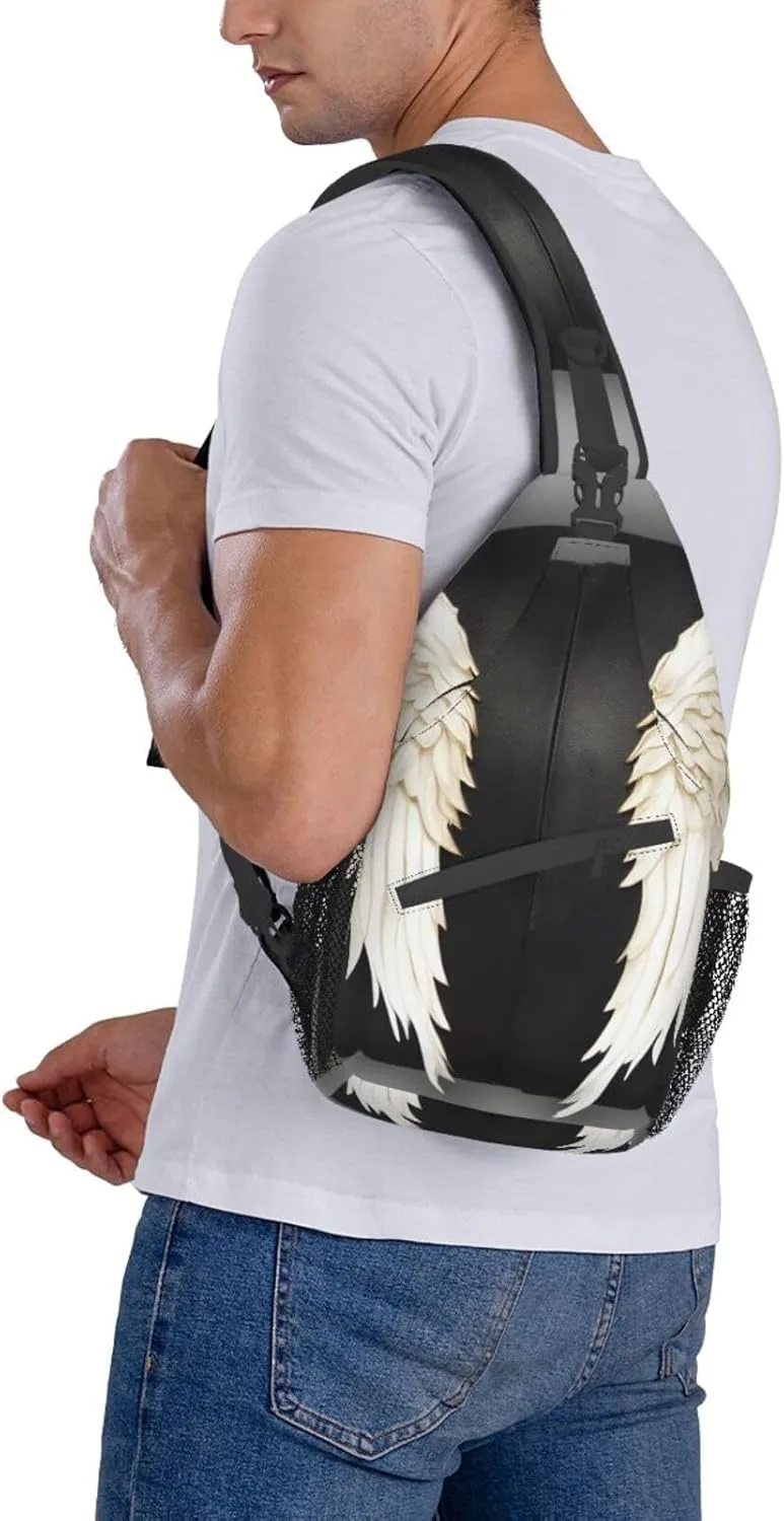 Angel Feathers Unisex Casual Diagonal Chest Bag,Multipurpose Crossbody Shoulder Bag Travel Hiking Daypack