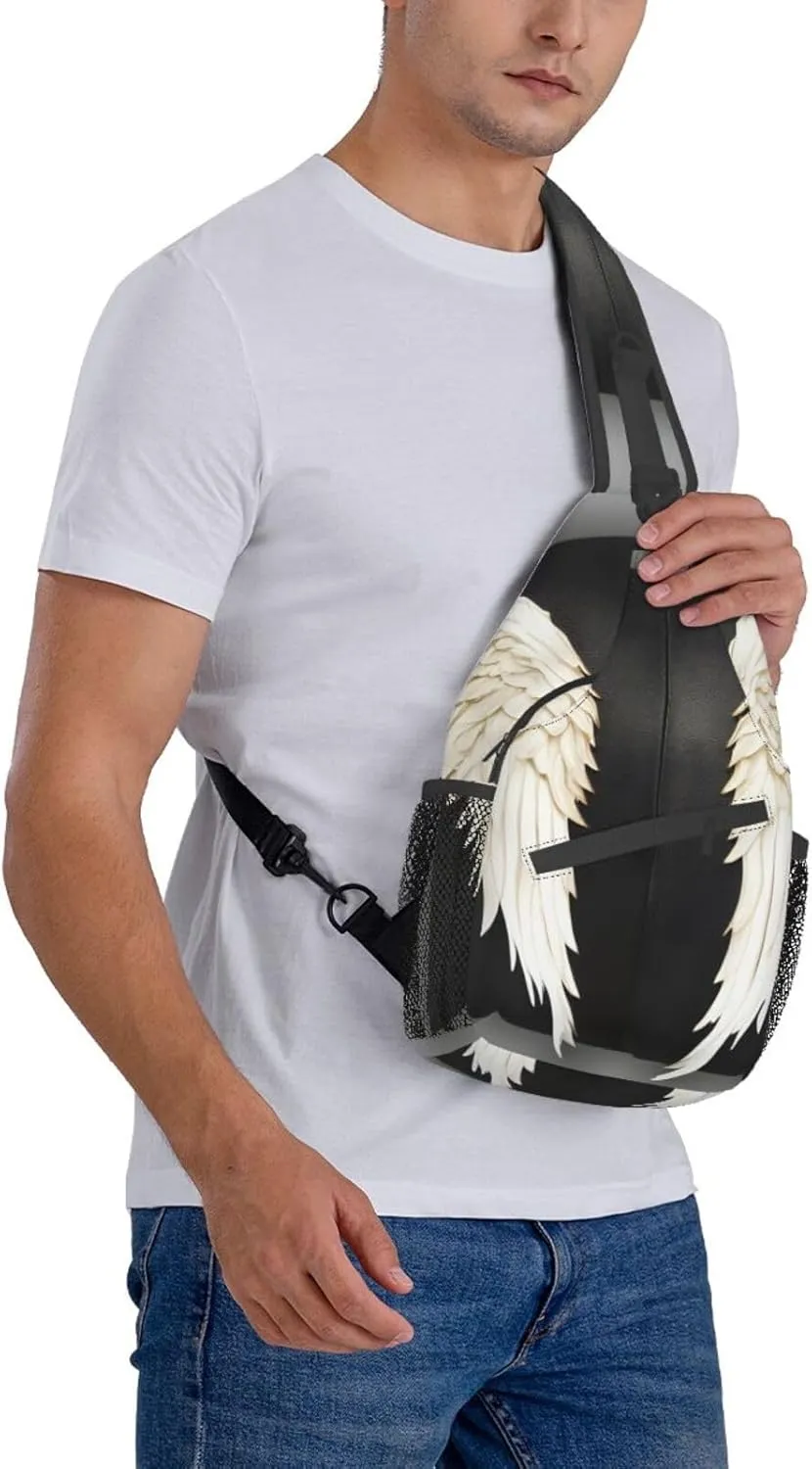 Angel Feathers Unisex Casual Diagonal Chest Bag,Multipurpose Crossbody Shoulder Bag Travel Hiking Daypack