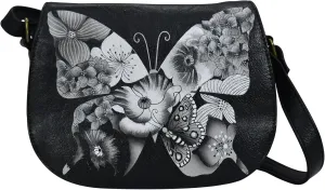 Anna by Anuschka Women's Hand-Painted Leather Crossbody Saddle Bag
