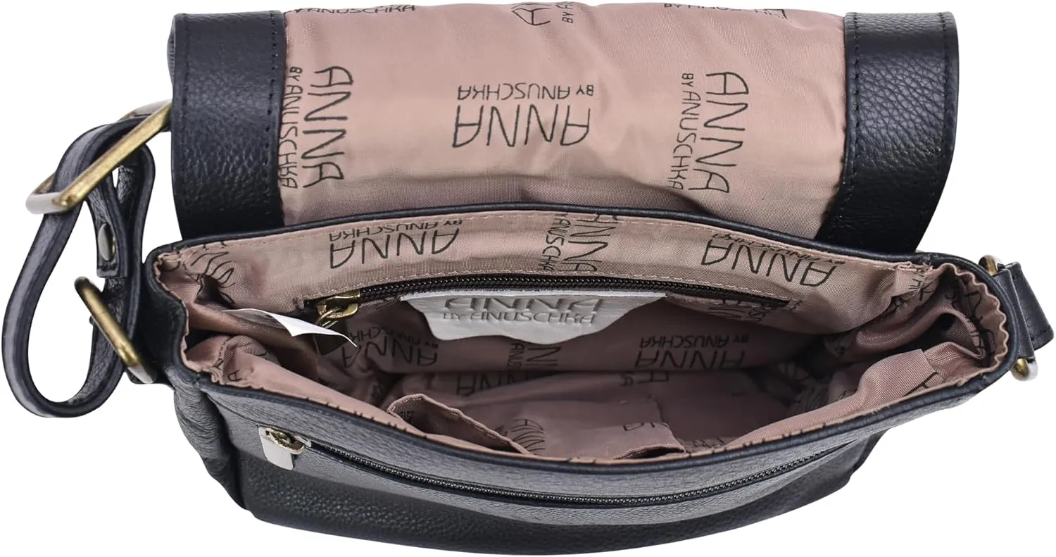 Anna by Anuschka Women's Hand-Painted Leather Crossbody Saddle Bag