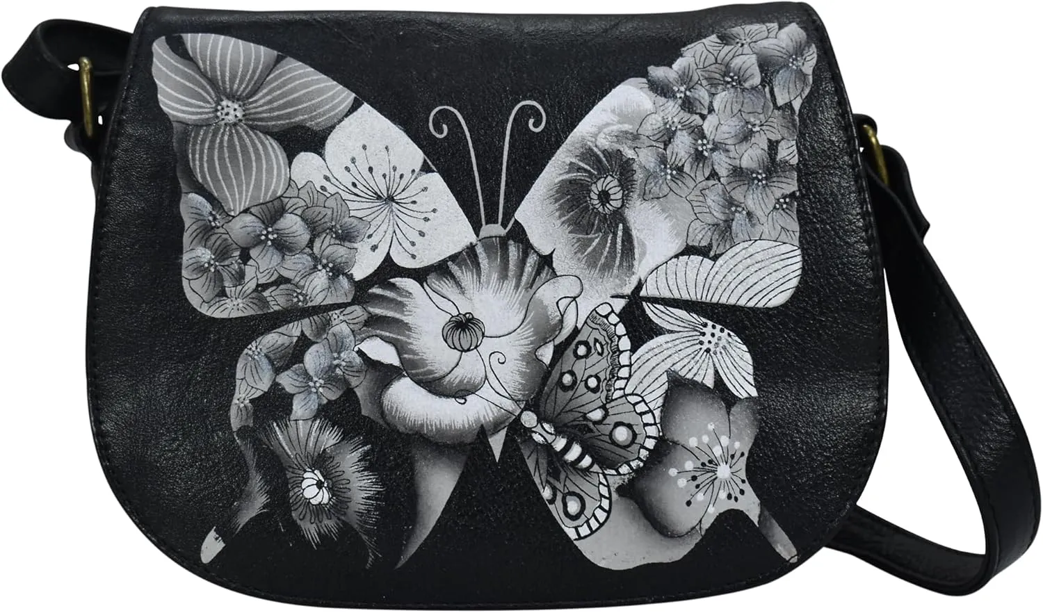 Anna by Anuschka Women's Hand-Painted Leather Crossbody Saddle Bag