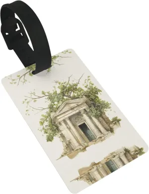 Antique Building with Roman Olive Branch and Greek Print Luggage Tag Baggage Handbag School Bag Backpack Travel Bag Tag Travel Bag Suitcasetag